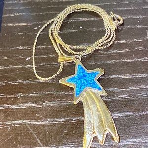 Vintage shooting star pendant, necklace, faux